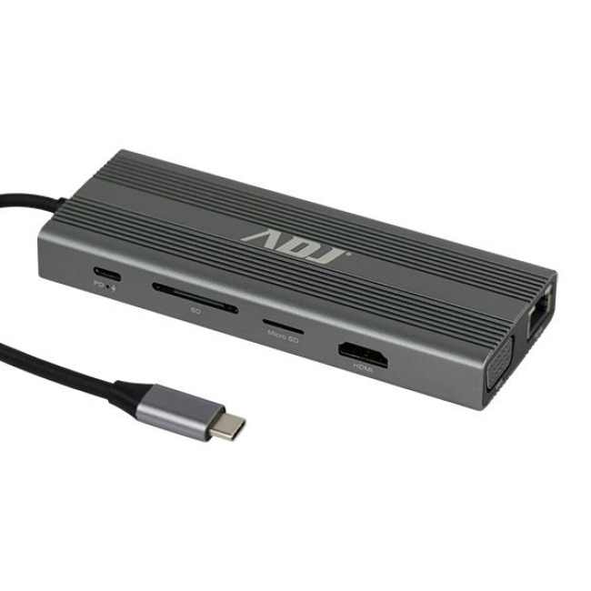 Hub HB310 Dock Type-C 12 in 1 ADJ - Porta audio 3.5mm, Porta di trasmissione dati USB-C
