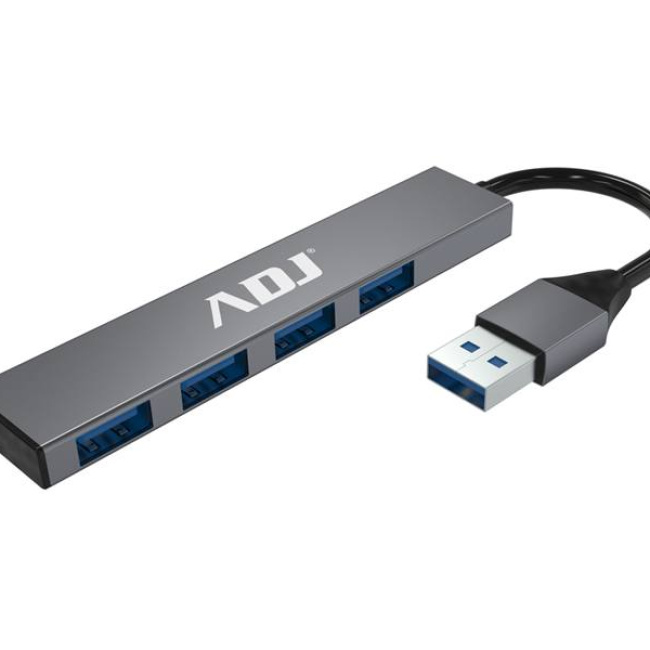 Hub Tetra USB ADJ - Fornisce 4 Porte USB 3.2 GEN1 - Colore Grigio