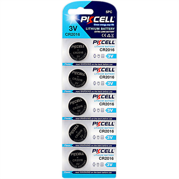 PK Cell CR2016-5B 3.0V Flat Lithium Manganese Battery 