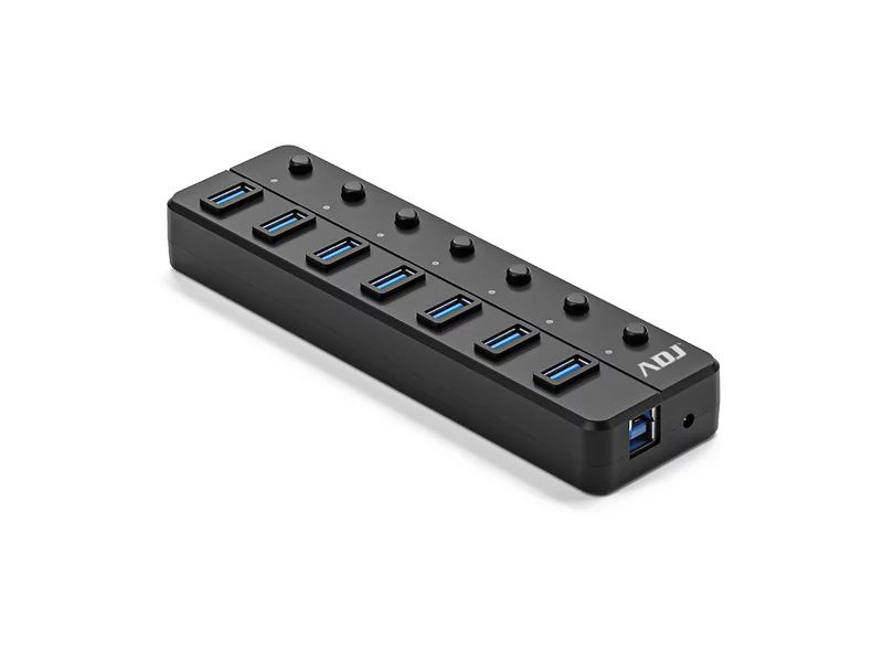Adj 143-00024 Hub USB 3.1 7 Porte Seven Fast Charging Compatibile 1.0 2.0 Nero