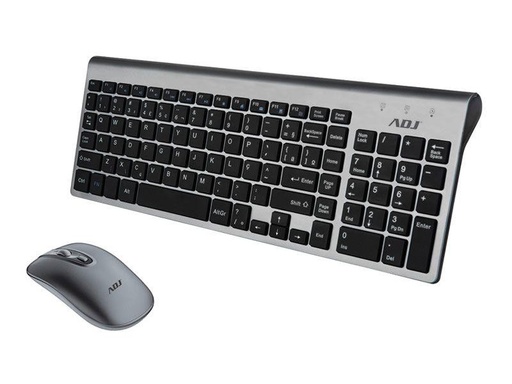 Adj Kit Tastiera E Mouse Wifi Platinum Gy 1000dpi 112 Tasti Silver Black