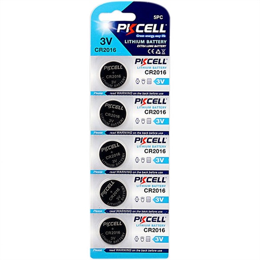 PK Cell CR2016-5B 3.0V Flat Lithium Manganese Battery 