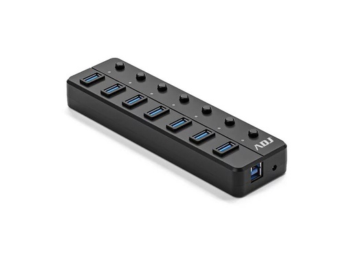 Adj 143-00024 Hub USB 3.1 7 Porte Seven Fast Charging Compatibile 1.0 2.0 Nero