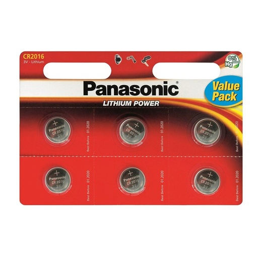 6 X Panasonic CR2016 3V Lithium Coin Cell Battery 2016
